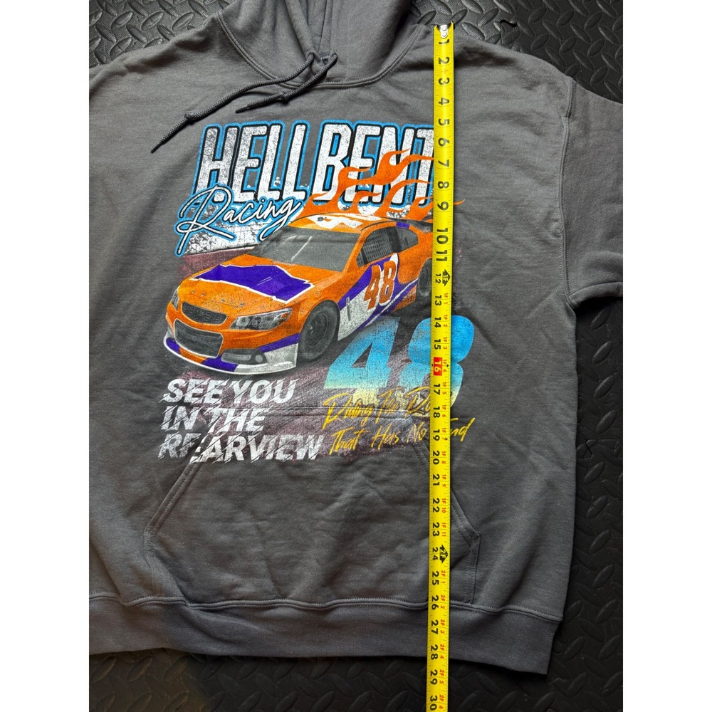 NovaMen Hell Bent Racing Graphic Hoodie Mens Large Charcoal Grey Sweatshirt 48 - Picture 5 of 7